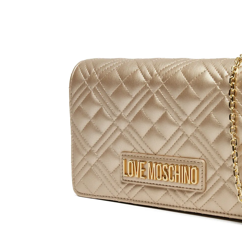 Clutch Donna con Tracolla LOVE MOSCHINO linea Smart Daily Quilted Metallic Gold