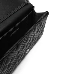 Clutch Donna con Tracolla LOVE MOSCHINO linea Shiny Quilted Nero e Nikel