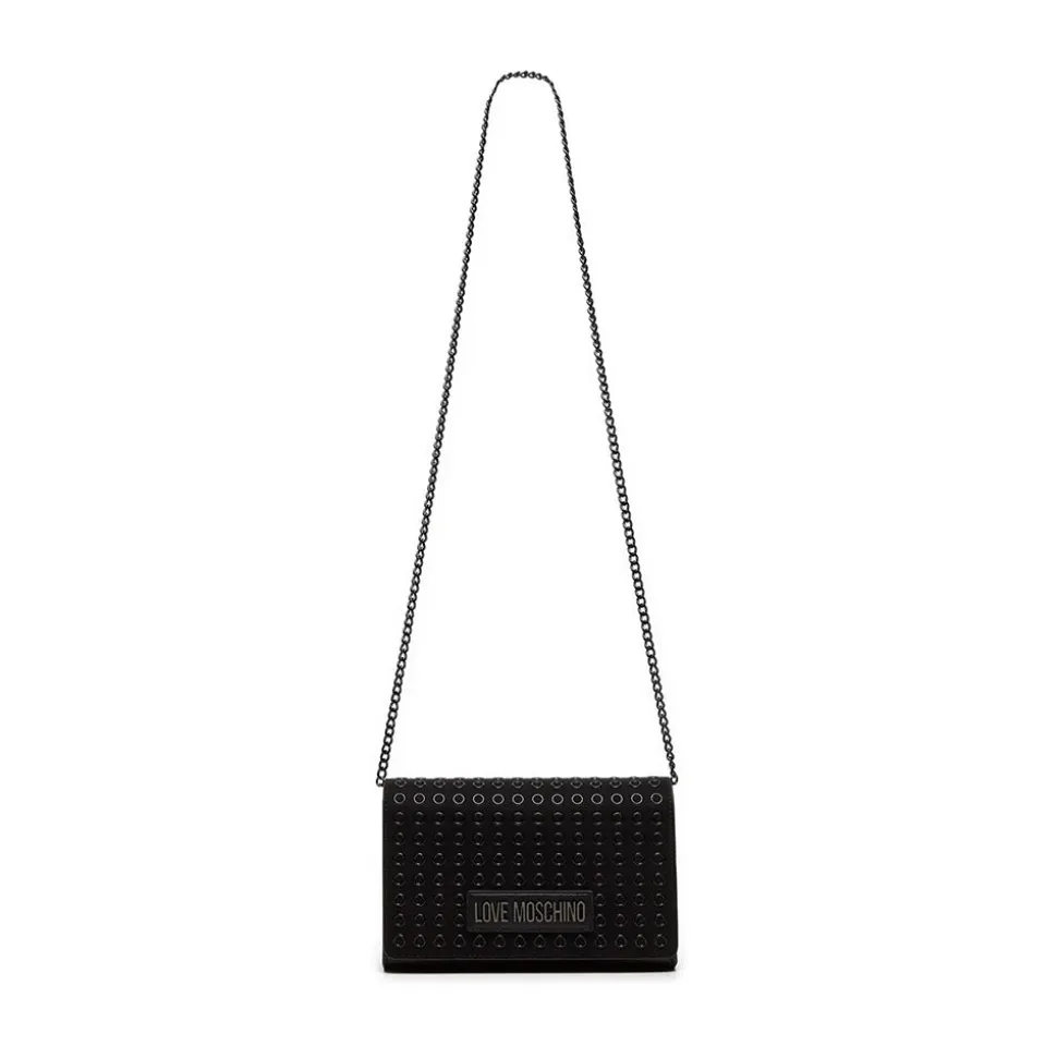 Clutch Donna con Tracolla LOVE MOSCHINO linea Glam Up Nera con Logo Canna di Fucile