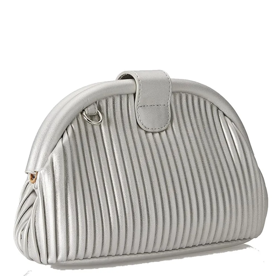 Clutch Donna con Tracolla LOVE MOSCHINO linea Pleated Argento JC4045