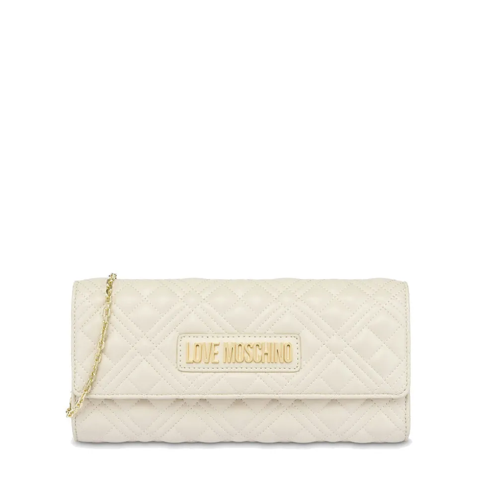 Clutch Donna Trapuntata con Tracolla LOVE MOSCHINO linea Lettering Logo Avorio
