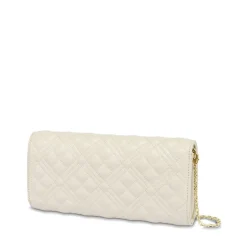 Clutch Donna Trapuntata con Tracolla LOVE MOSCHINO linea Lettering Logo Avorio