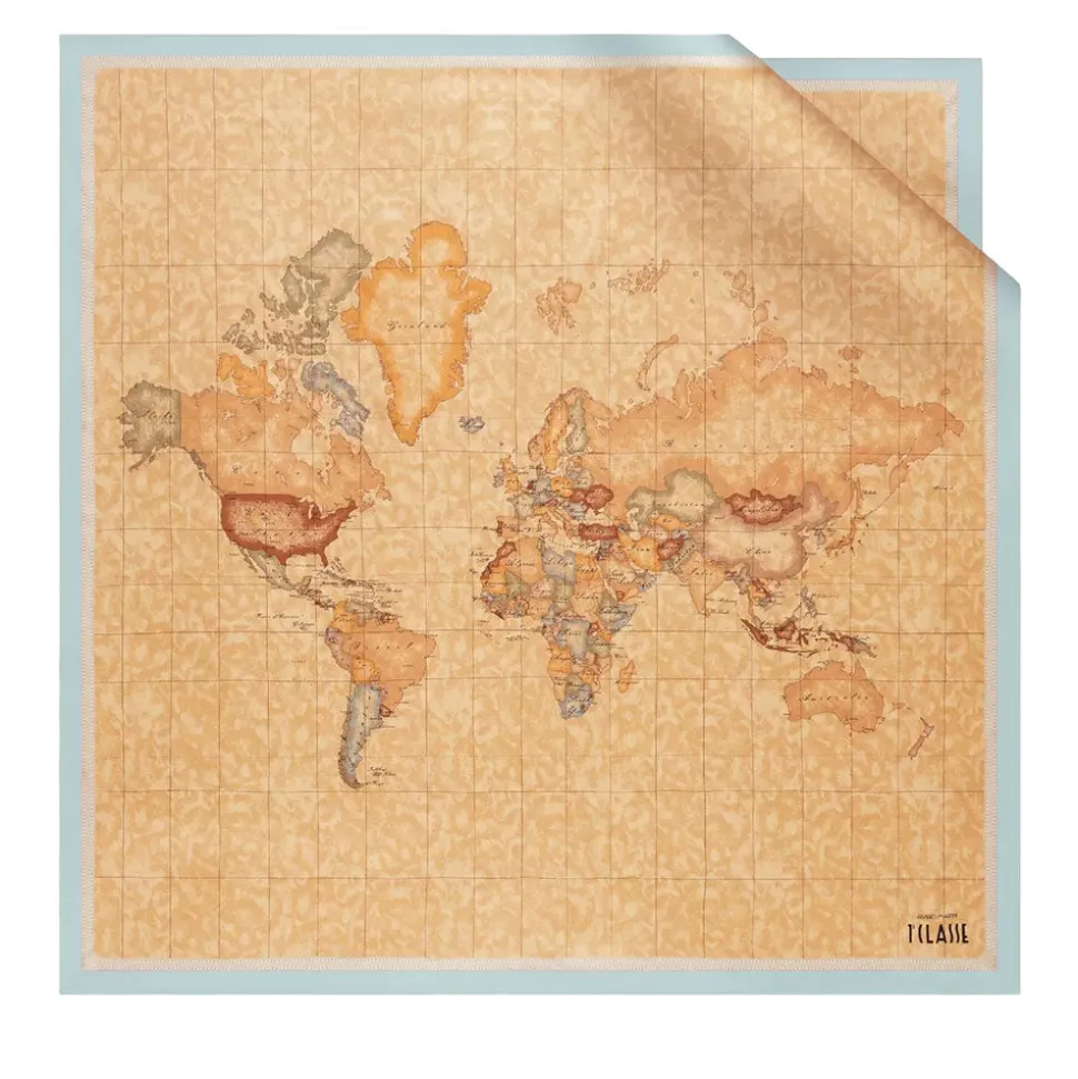 Foulard 90 x 90 cm 1A Classe Alviero Martini in Seta stampa Geo Classic e Azzurro Artico 3290