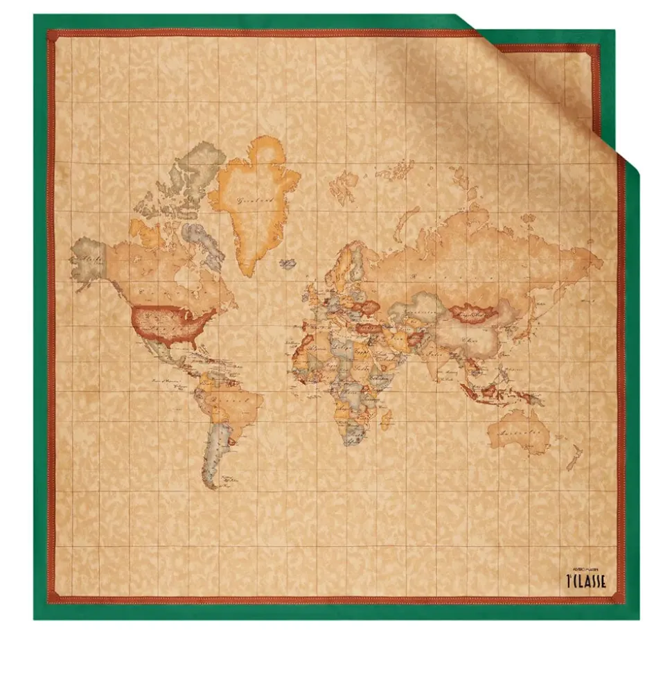 Foulard 90 x 90 cm 1A Classe Alviero Martini in Seta stampa Geo Classic e Verde Giada 3190