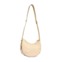 Hobo Bag Media THE BRIDGE linea Federica in Pelle color Panna