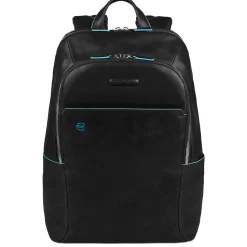 PIQUADRO Zaino Porta Pc 14" Linea Blue Square in Pelle Nera - CA3214B2