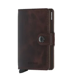 Porta Carte con Clip SECRID linea Vintage in Pelle Marrone Scuro con RFID
