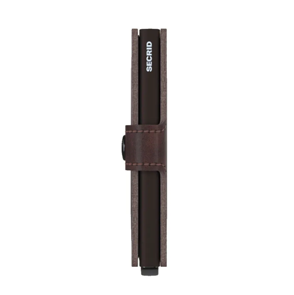 Porta Carte con Clip SECRID linea Vintage in Pelle Marrone Scuro con RFID