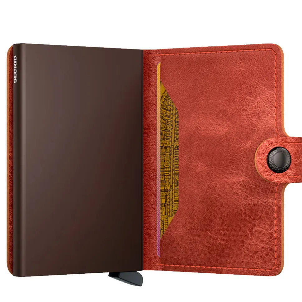 Porta Carte con Clip SECRID linea Vintage in Pelle Orange con RFID