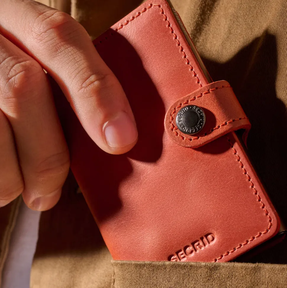 Porta Carte con Clip SECRID linea Vintage in Pelle Orange con RFID