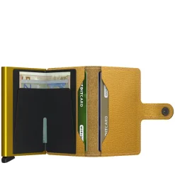Porta Carte con Clip SECRID linea Miniwallet Crisple in Pelle Ocra con RFID