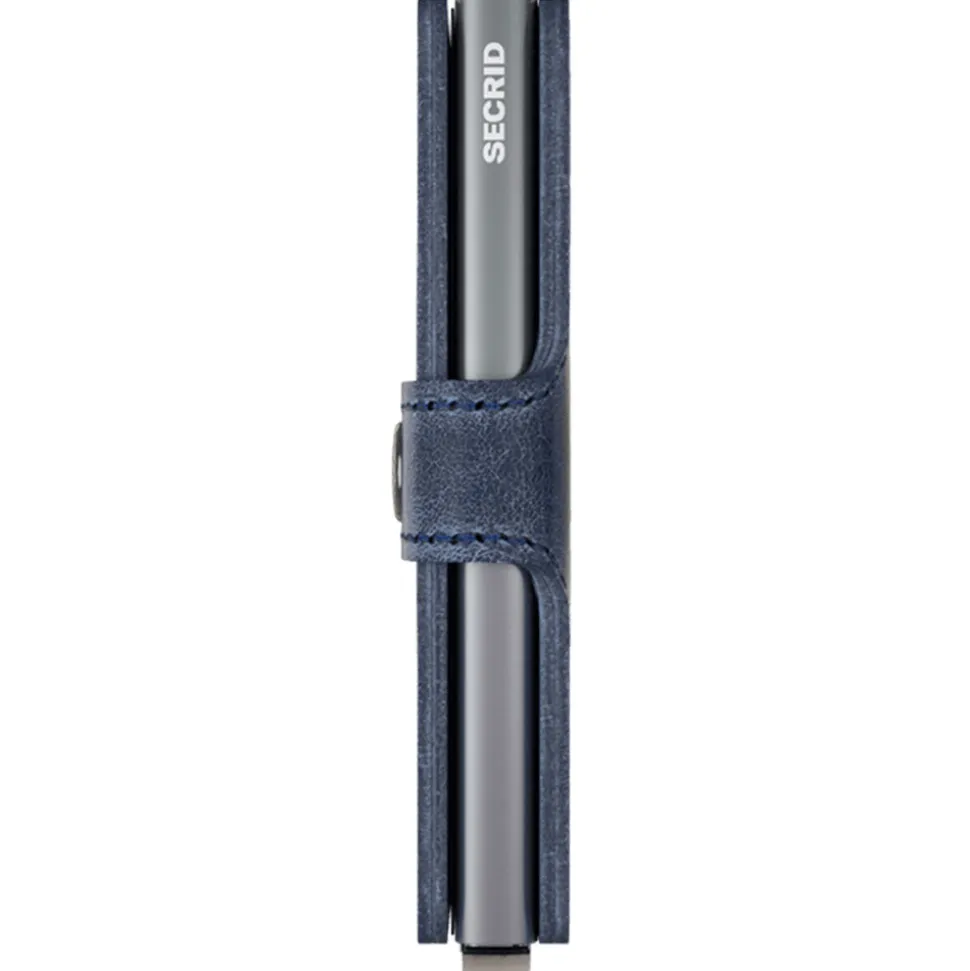 Porta Carte con Clip SECRID linea Vintage in Pelle Blue con RFID