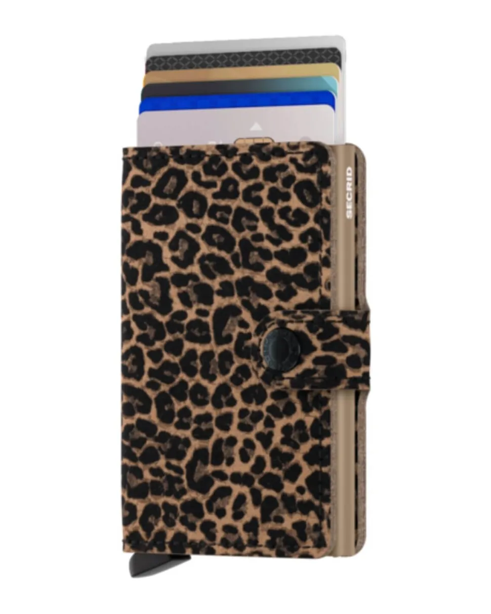 Porta Carte con Clip SECRID Miniwallet Leopard Beige con RFID