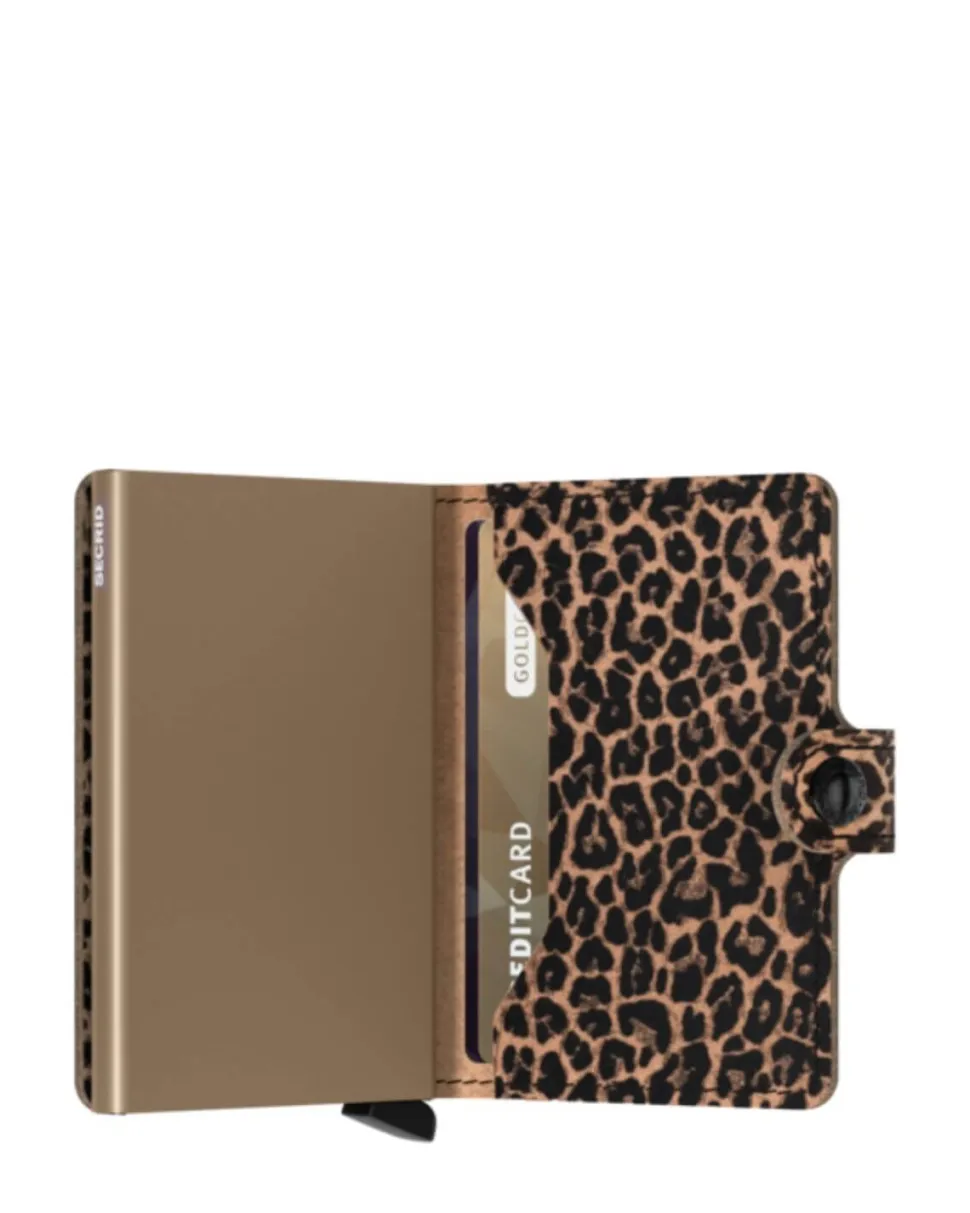 Porta Carte con Clip SECRID Miniwallet Leopard Beige con RFID