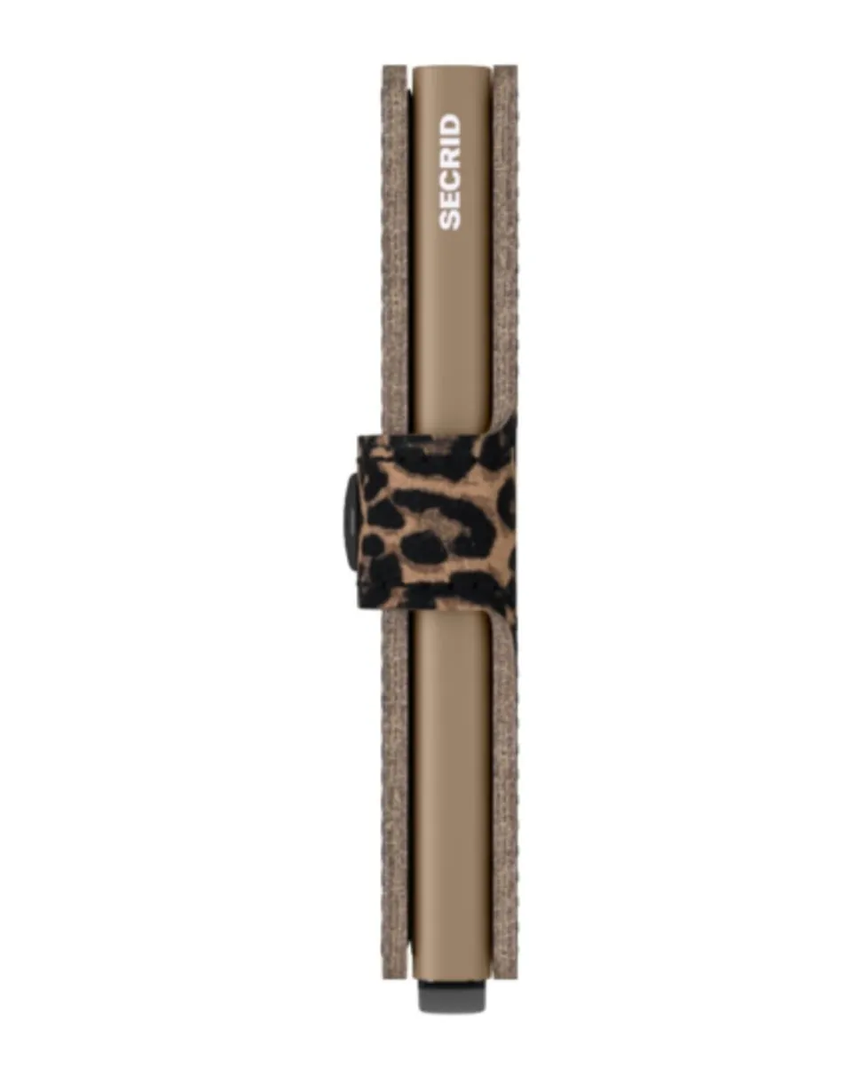 Porta Carte con Clip SECRID Miniwallet Leopard Beige con RFID
