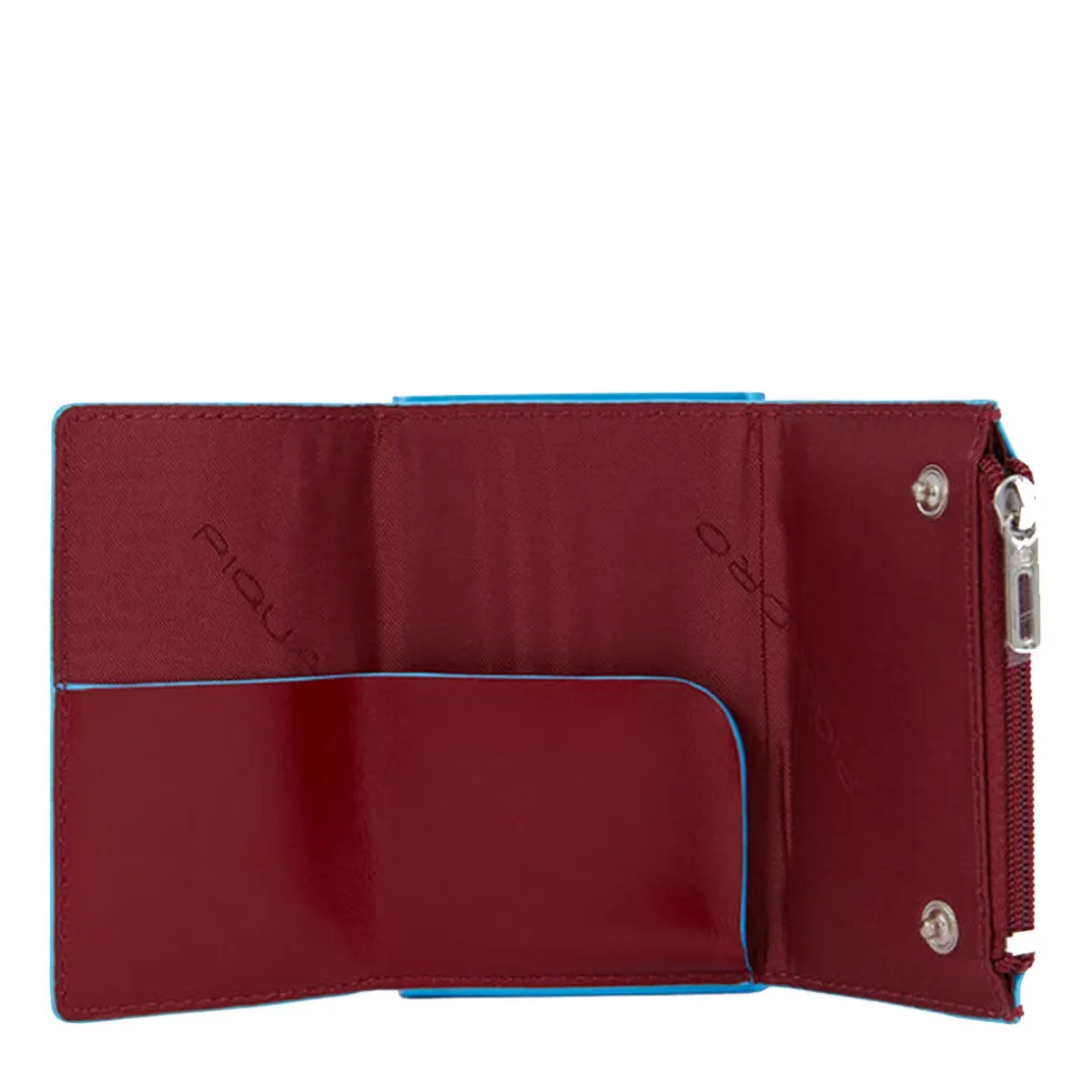 Portacarte PIQUADRO in Pelle e Alluminio con RFID Colore Rosso Linea Blue Square - PP5585B2BLR