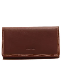 Portafoglio Donna con Bottone GIANNI CONTI in Pelle Marrone