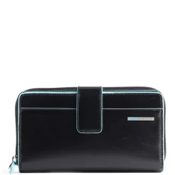 Portafoglio Donna Doppio Scomparto PIQUADRO In Pelle Nera - PD1354B2R Linea Blue Square