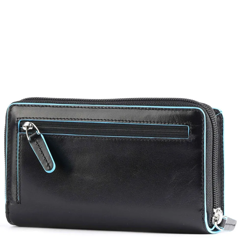 Portafoglio Donna Doppio Scomparto PIQUADRO In Pelle Nera - PD1354B2R Linea Blue Square