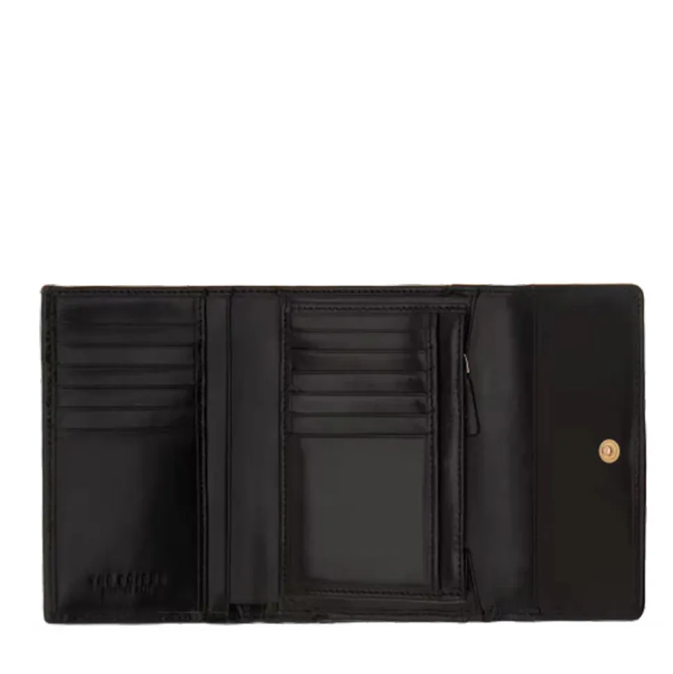 Portafoglio Donna Piccolo con Clip THE BRIDGE in Pelle Nera linea Story Made in Italy