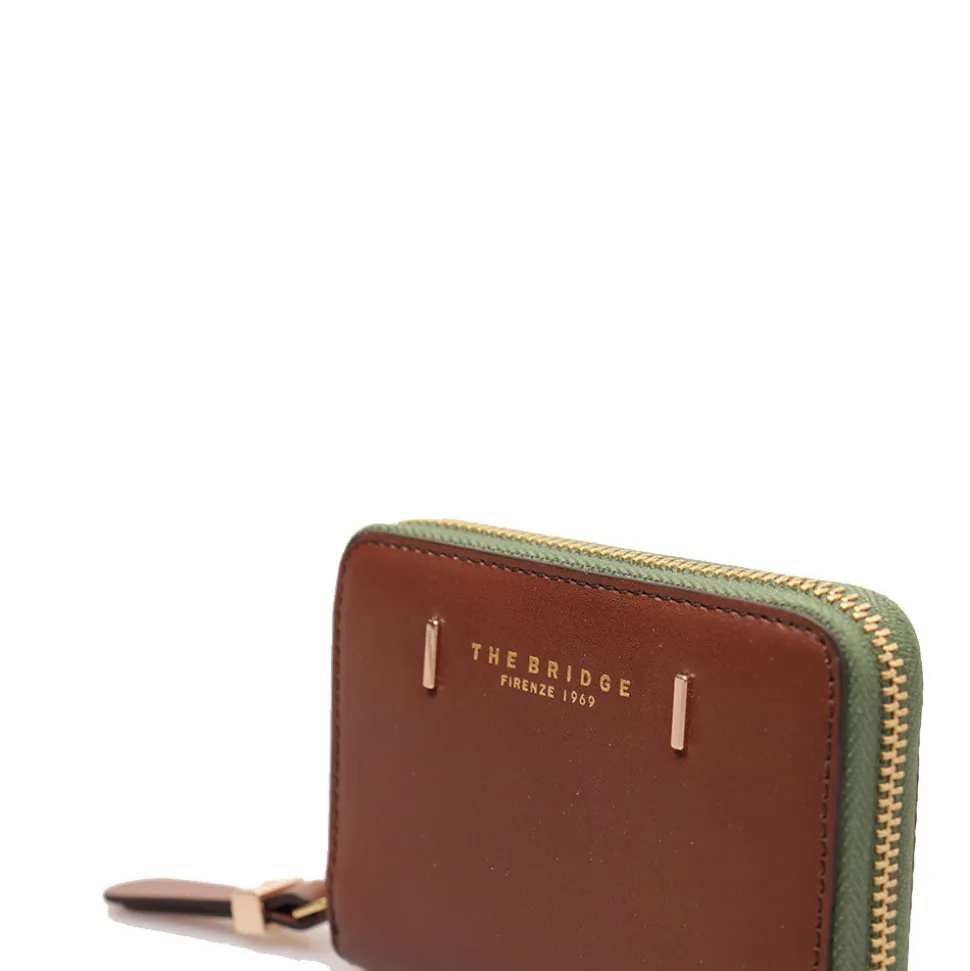 Portafoglio Donna Piccolo Zip Around THE BRIDGE linea Chiara in Pelle Marrone