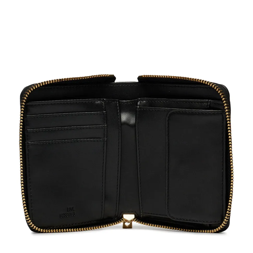 Portafoglio Donna Piccolo Zip Around Trapuntato LOVE MOSCHINO linea Quilted Nero