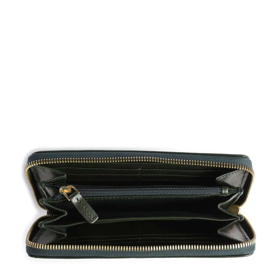 Portafoglio Donna Zip Around THE BRIDGE linea Story in Pelle Verde Malachite