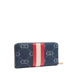 Portafoglio Donna Zip Around LIU JO in Denim Jacquard colore Blue Denim