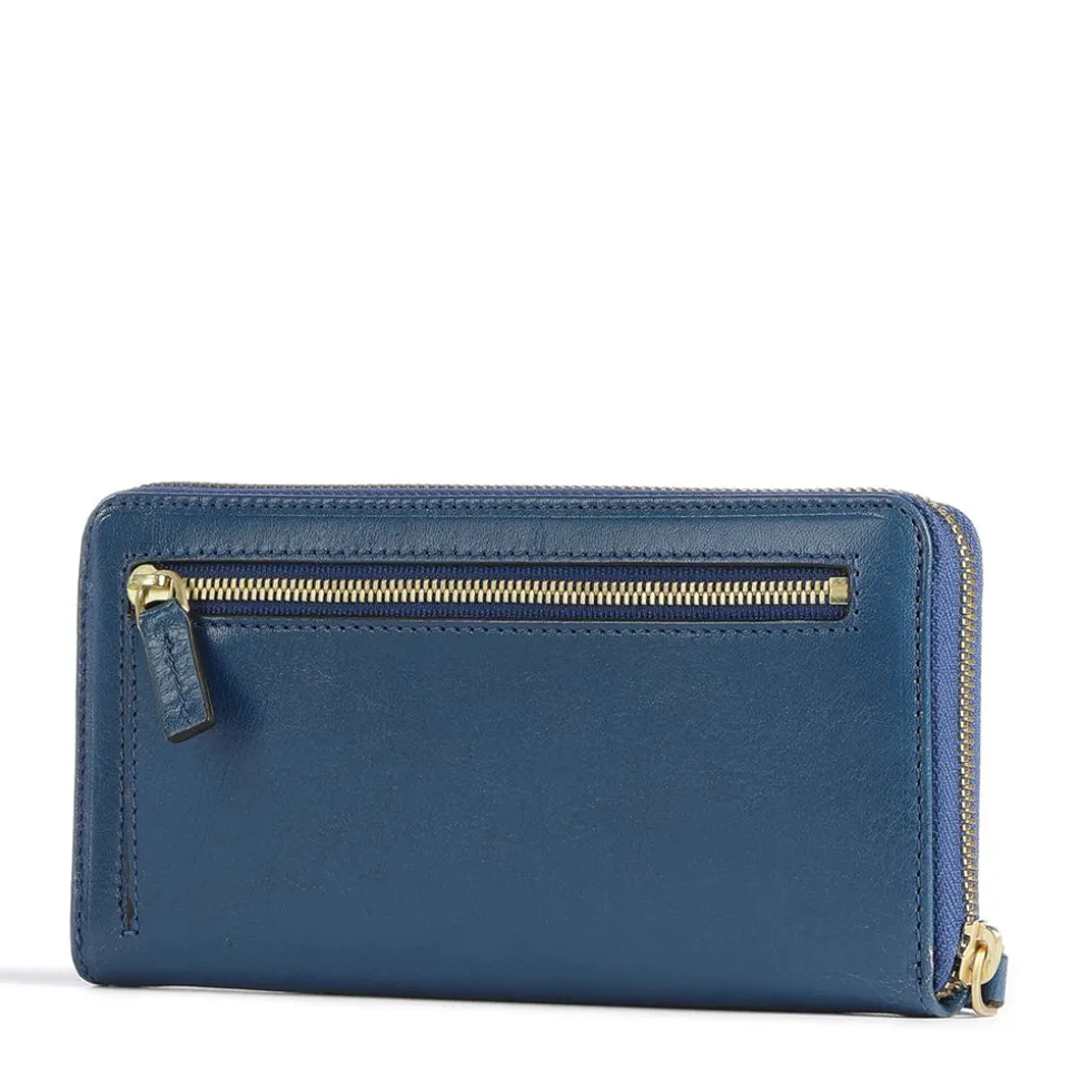 Portafoglio Donna Zip Around THE BRIDGE in Pelle Blu Jeans linea Story