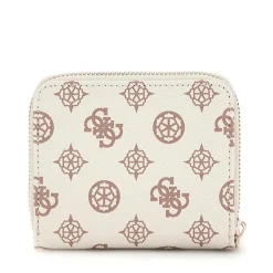 Portafoglio Piccolo GUESS Chiuso con Zip Linea Laurel Colore White Logo
