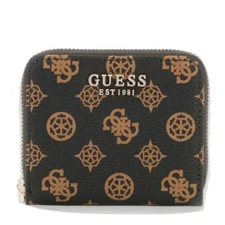 Portafoglio Piccolo GUESS Chiuso con Zip Linea Laurel Colore Mocha Logo