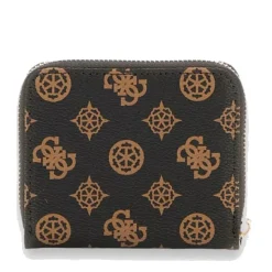 Portafoglio Piccolo GUESS Chiuso con Zip Linea Laurel Colore Mocha Logo