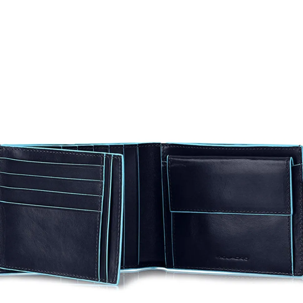 Portafoglio Uomo Piquadro In Pelle Blu con Pattina Orizzontale e Portamonete - PU1240B2R
