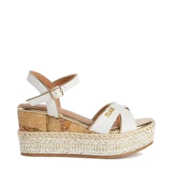 Sandali con Zeppa 8 cm 1A Classe Alviero Martini in Eco Nappa Bianca 1116