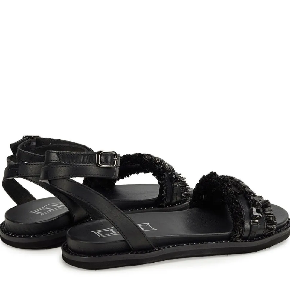 Sandali Donna CULT Roshelle 4276 in Pelle Colore Black con Borchie e Rafia