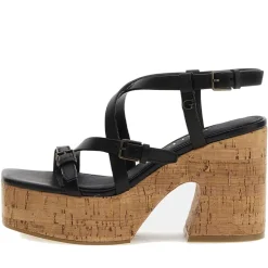 Sandali Donna GUESS con Tacco Linea Corke in Pelle Colore Nero