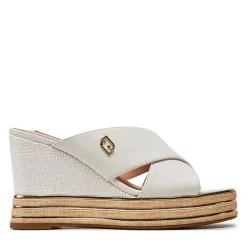 Sandali Donna LIU JO Karen 03 Ciabatte con Zeppa in Pelle Bianca