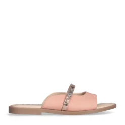 Sandali Flat LIU JO Amira 933 stampa Saffiano color Pesca con Cinturino Rose Gold