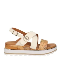 Sandali Platform 1A Classe Alviero Martini Bianco con Inserti Geo Beige 2193