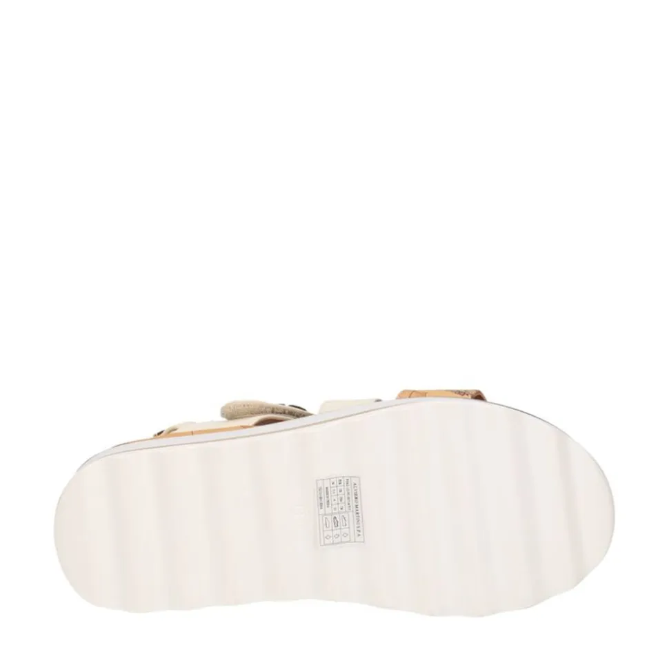 Sandali Platform 1A Classe Alviero Martini Bianco con Inserti Geo Beige 2193