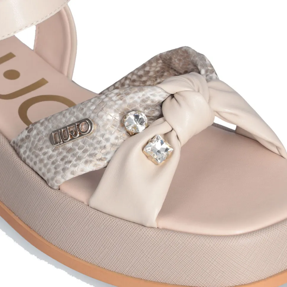 Sandali Platform LIU JO You 751 stampa Pitone Beige con Pietre Gioiello