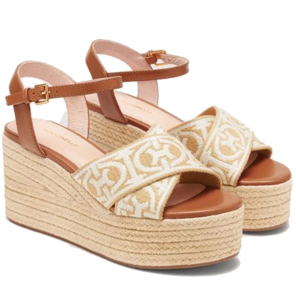Scarpe Donna COCCINELLE Sandali con Zeppa Colore Cuir Natural - Ecru