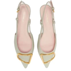 Scarpe Donna COCCINELLE Slingback in Pelle Celadon Green con Tacco Basso