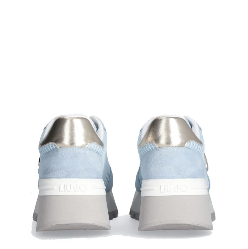 Scarpe Donna LIU JO Amazing 25 Sneakers Platform in Suede e Mesh Azzurro
