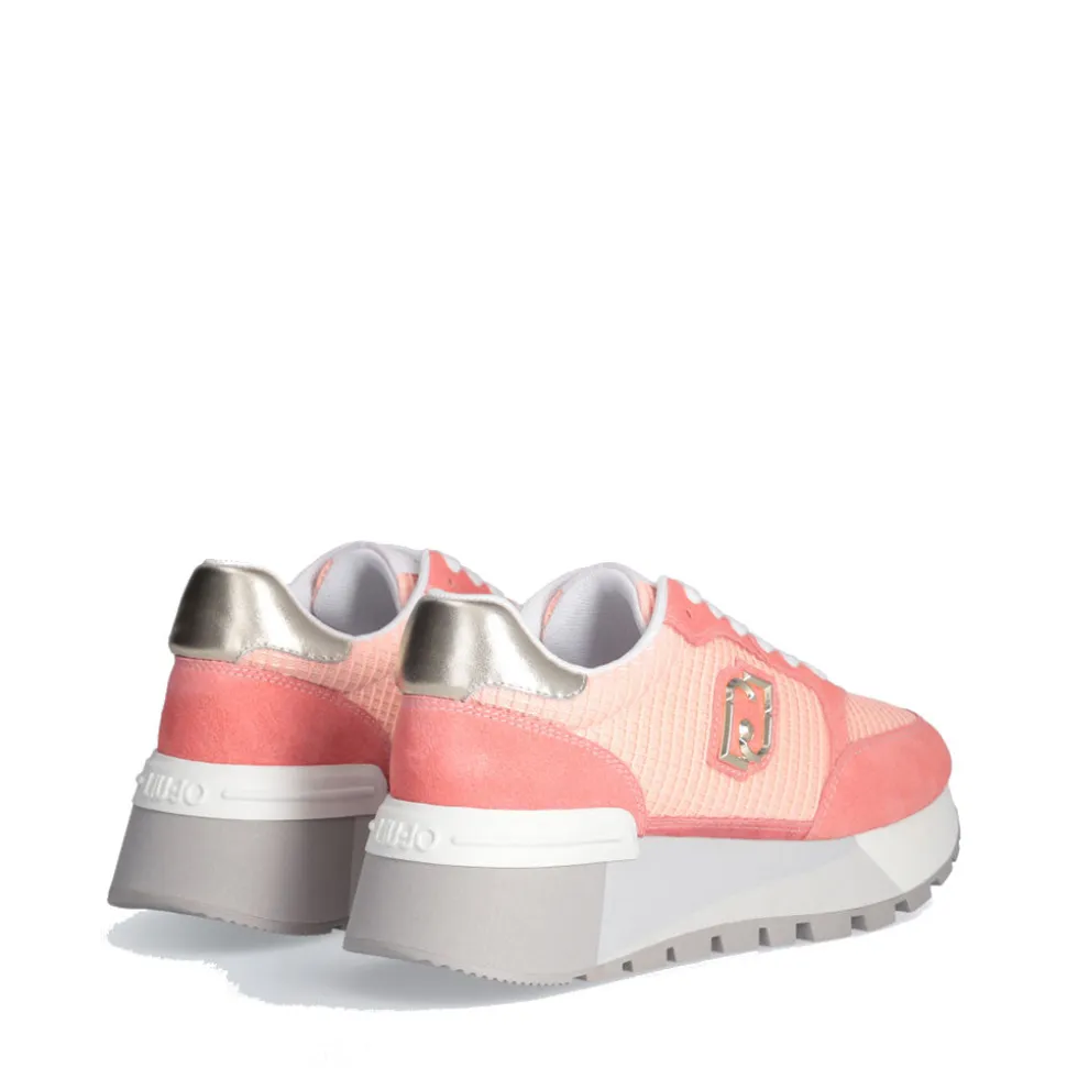 Scarpe Donna LIU JO Amazing 25 Sneakers Platform in Suede e Mesh color Pesca