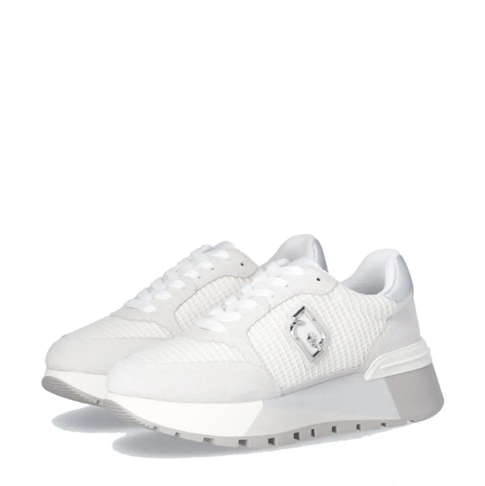 Scarpe Donna LIU JO Amazing 25 Sneakers Platform in Suede e Mesh Bianco
