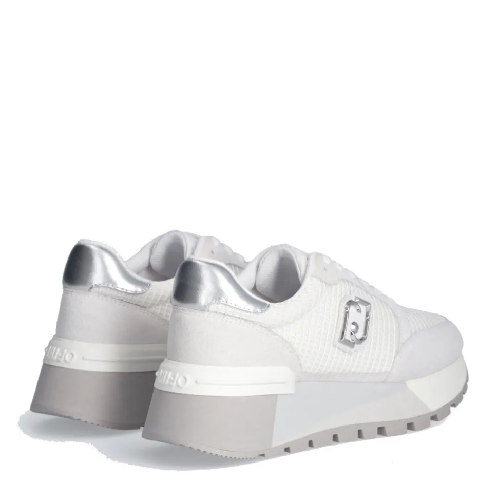 Scarpe Donna LIU JO Amazing 25 Sneakers Platform in Suede e Mesh Bianco