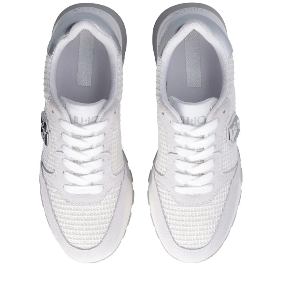 Scarpe Donna LIU JO Amazing 25 Sneakers Platform in Suede e Mesh Bianco