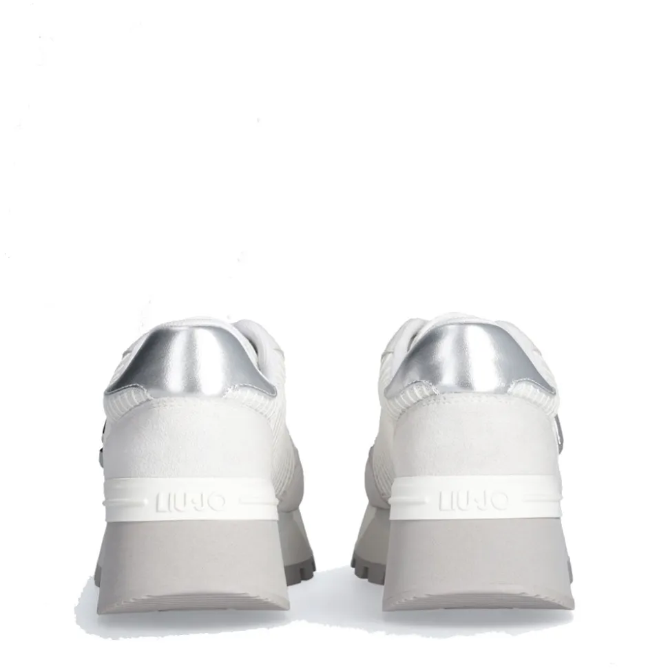 Scarpe Donna LIU JO Amazing 25 Sneakers Platform in Suede e Mesh Bianco