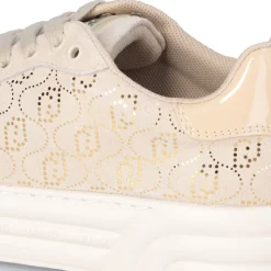 Scarpe Donna LIU JO Cleo 12 Sneakers in Suede Beige con Logo Monogram in Paillettes